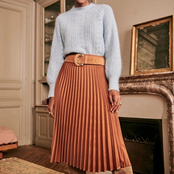 Sezane Dino Midi-Length Pleaded Skirt - Picture 6 of 13